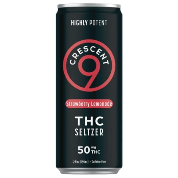 Crescent 9 Strawberry Lemonade Delta 9 infused drink, 50mg D9 THC, 12oz can