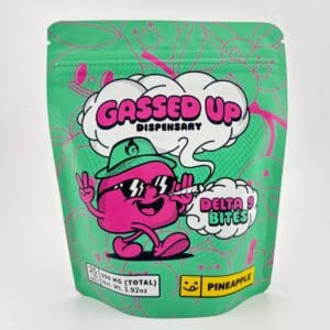 Gassed Up Pineapple Delta 9 gummies, 25mg per piece, 10-count pack