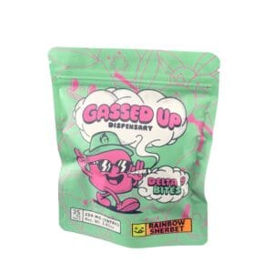 Gassed Up Rainbow Sherbert Delta 9 gummies, 25mg per piece, 10-count pack