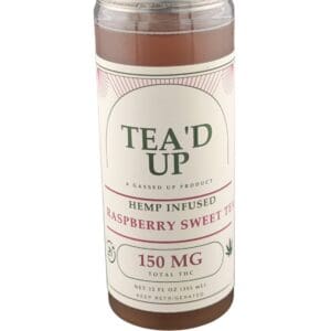 Tea'd Up Raspberry Sweet Tea Delta 9 infused drink, 150mg, 12oz, made in-house by Gassed Up