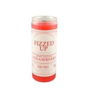 Fizzed Up Strawberry infused drink, 12oz, 100mg Delta 9 THC, made in-house by Gassed Up