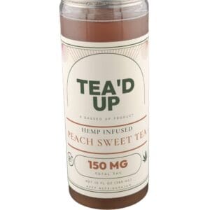 Tea'd Up Peach Sweet Tea 12oz Delta 9 infused drink with 150mg D9, made in-house by Gassed Up